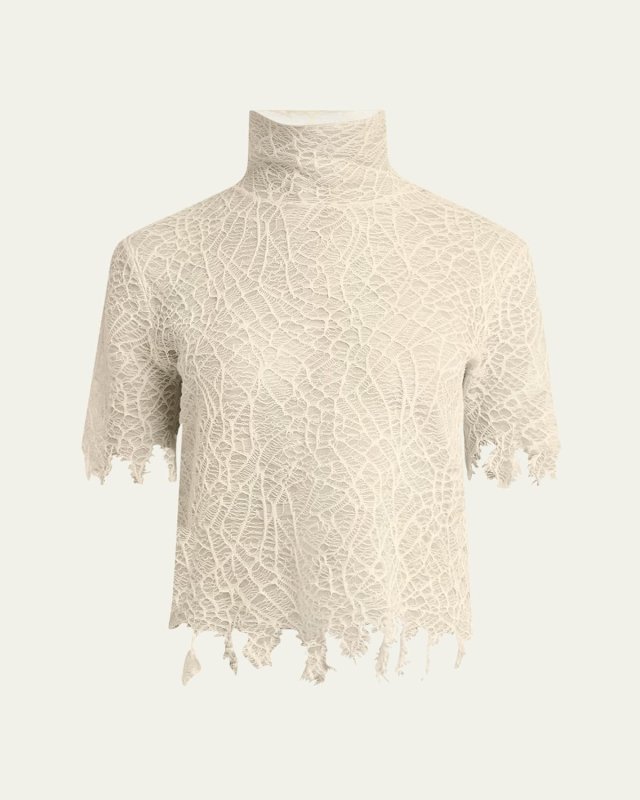 Spider Lace High-Neck Silk Top
